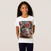 Pink Cabbage Rose Tee T - Shirt (Vorne ganz)