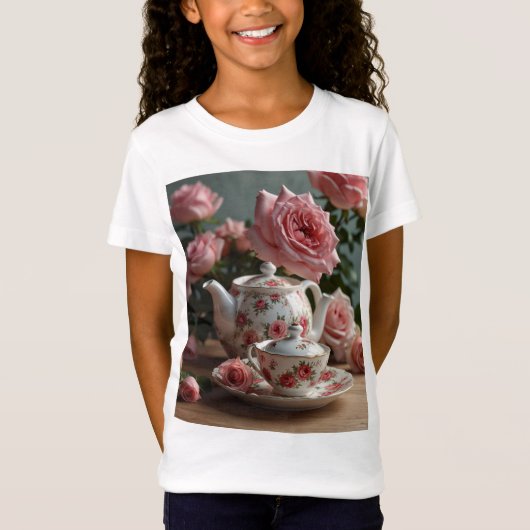 Pink Cabbage Rose Tee T - Shirt (Vorderseite)