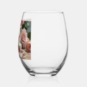 Pink Cabbage Rose Tee Weinglas Ohne Stiel (Links)