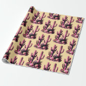 Pink Cacti Batch-Tan Background Geschenkpapier (Ungerollt)