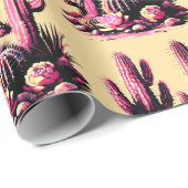 Pink Cacti Batch-Tan Background Geschenkpapier (Rolleneckpunkt)