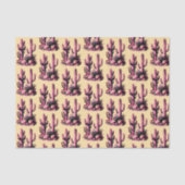 Pink Cacti Batch-Tan Background Seidenpapier (Vorderseite)