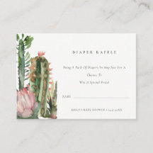 Pink Cacti Foliage Diaper Raffle Baby Dusche