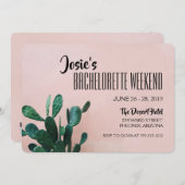 Pink Cactus Bachelorette Einladung (Vorne/Hinten)
