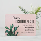Pink Cactus Bachelorette Einladung (Stehend Vorderseite)