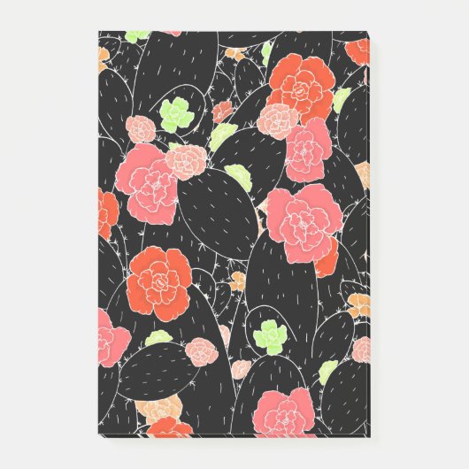 Pink Cactus Blume Sketch Post-it Klebezettel (Vorderseite)