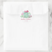 Pink Cactus Blume Succulents Watercolor Wedding Runder Aufkleber (Tasche)