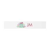 Pink Cactus Blume Succulents Wedding Monogram Einladungsbanderole (Flach)