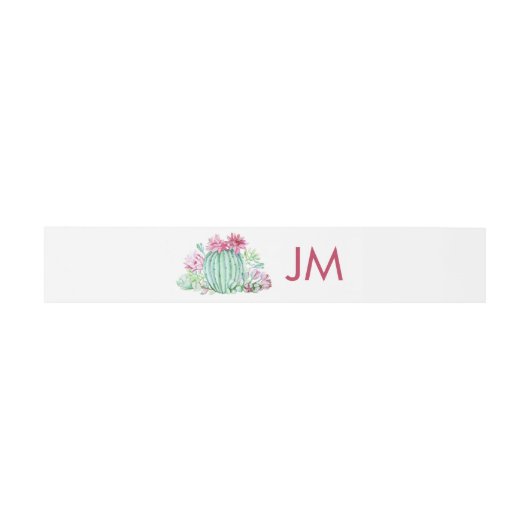 Pink Cactus Blume Succulents Wedding Monogram Einladungsbanderole (Flach)