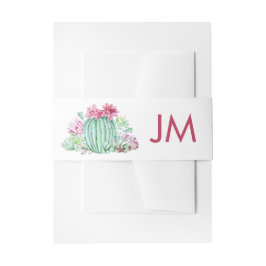 Pink Cactus Blume Succulents Wedding Monogram Einladungsbanderole