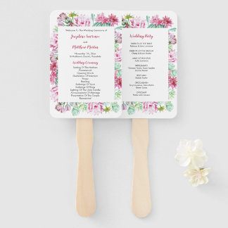 Pink Cactus Blume Succulents Wedding Program Fächer
