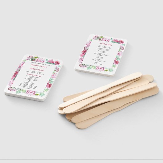 Pink Cactus Blume Succulents Wedding Program Fächer (Non-assembled)