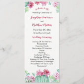 Pink Cactus Blume Succulents Wedding Program Programm (Vorderseite)