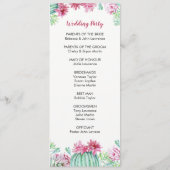Pink Cactus Blume Succulents Wedding Program Programm (Rückseite)