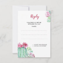 Pink Cactus Blume Sukkulente Hochzeitskarten