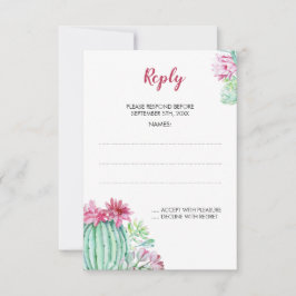 Pink Cactus Blume Sukkulente Hochzeitskarten RSVP Karte