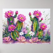 Pink Cactus Desert Flowers Art Poster - Arizona! (Vorne)