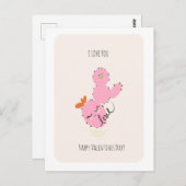 Pink Cactus Doodle Valentines Day  Postcard Postkarte (Vorne/Hinten)