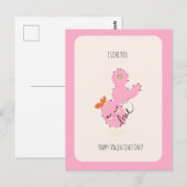 Pink Cactus Doodle Valentinstag Postkarte (Vorne/Hinten)
