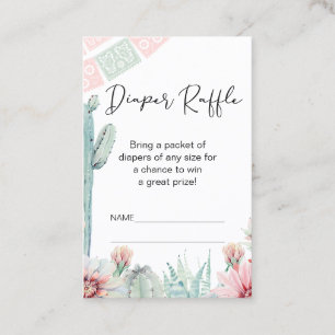 Pink Cactus Fiesta Themed Diaper Beilage Visitenkarte