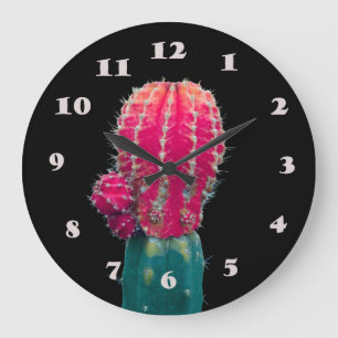 Pink Cactus Foto Wall Clock Große Wanduhr