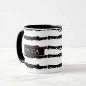 Pink Cactus Monogram Striped Tasse (Vorderseite Links)
