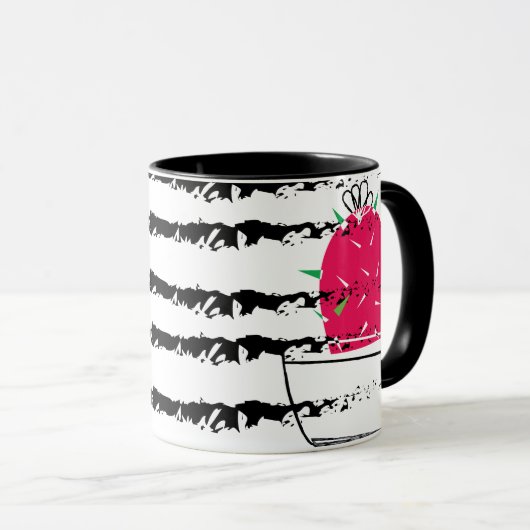 Pink Cactus Monogram Striped Tasse (VorderseiteRechts)