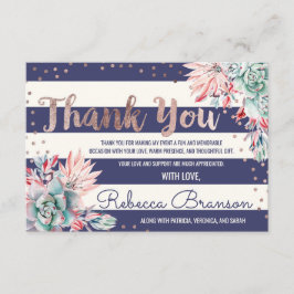 Pink Cactus Navy Stripes Rose Gold Vielen Dank Dankeskarte