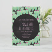 Pink Cactus Pattern Greenery Baby Shower Party (Stehend Vorderseite)