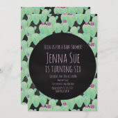 Pink Cactus Pattern Greenery Baby Shower Party (Vorne/Hinten)