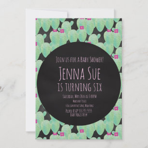 Pink Cactus Pattern Greenery Baby Shower Party