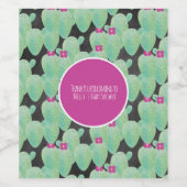 Pink Cactus Pattern Greenery Danke Weinetikett (Einzelnes Label)