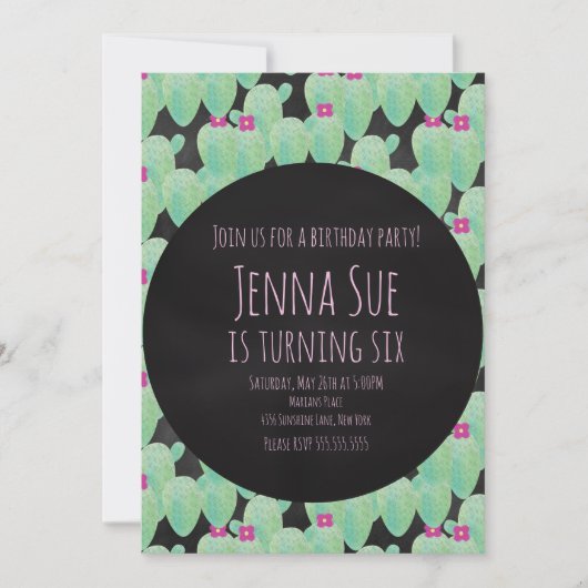 Pink Cactus Pattern Greenery Party (Vorderseite)