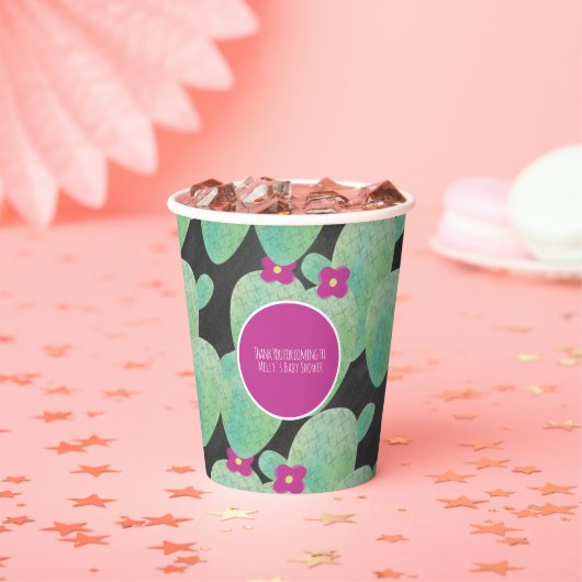 Pink Cactus Pattern Vielen Dank Pappbecher (Insitu)