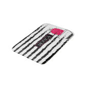 Pink Cactus striped pattern Badematte (Schrägansicht)