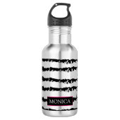 Pink Cactus striped pattern Edelstahlflasche (Vorderseite)