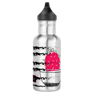 Pink Cactus striped pattern Edelstahlflasche