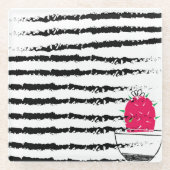 Pink Cactus striped pattern Glasuntersetzer (Vorderseite)