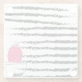 Pink Cactus striped pattern Glasuntersetzer (Rückseite)
