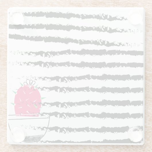 Pink Cactus striped pattern Glasuntersetzer (Rückseite)