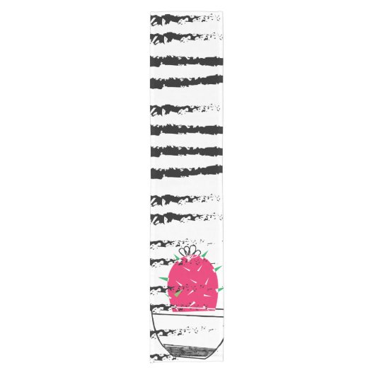 Pink Cactus striped pattern Kurzer Tischläufer (Vorderseite)