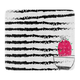 Pink Cactus striped pattern Schneidebrett