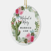 Pink Cactus Wedding Ornament Gift (Rechts)