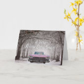 Pink Cadillac Classic Vintage Weihnachten Karte (Gelbe Blume)