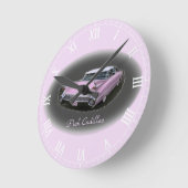 Pink Cadillac Flash Runde Wanduhr (Winkel)