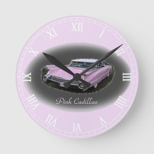 Pink Cadillac Flash Runde Wanduhr (Vorderseite)