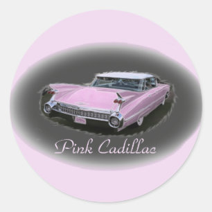 Pink Cadillac Flash Runder Aufkleber