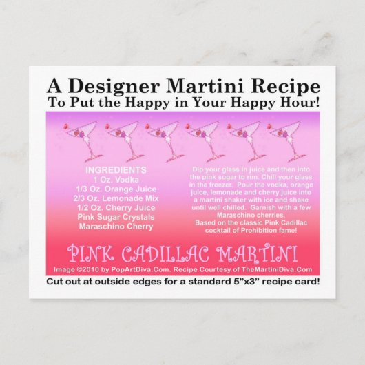 Pink Cadillac Martini Rezept Karte (Vorderseite)