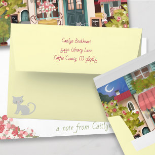 Pink Café Buchhandlung mit Kittens Einladung