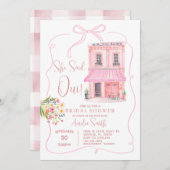 Pink Café Paris Eiffel Tower Brautparty Einladung (Vorne/Hinten)